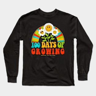 Groovy 100 Days Of School Teacher Kids 100 Days Of Growing Long Sleeve T-Shirt